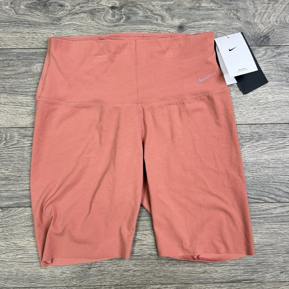 Nike 8" Biker Shorts Size Small Womens Canyon Pink Gentle Support High Waisted